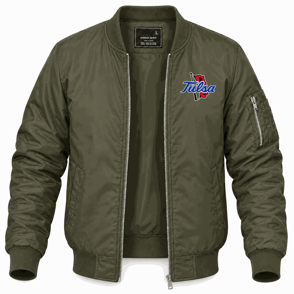 Men's Tulsa Golden Hurricane Logo Lightweight Bomber Jacket - Army Green