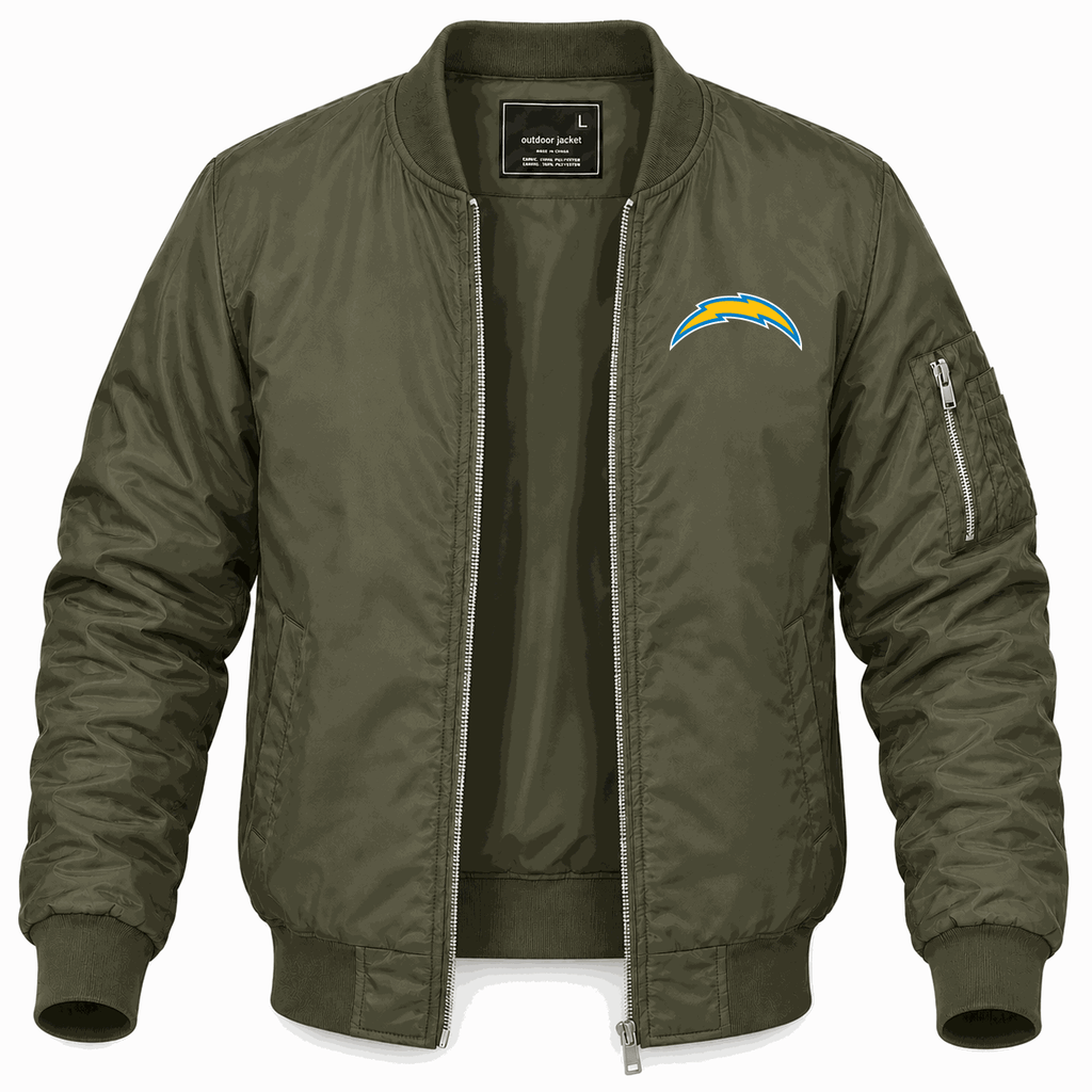 Men's Los Angeles Chargers Lightweight Bomber Jacket - Army Green