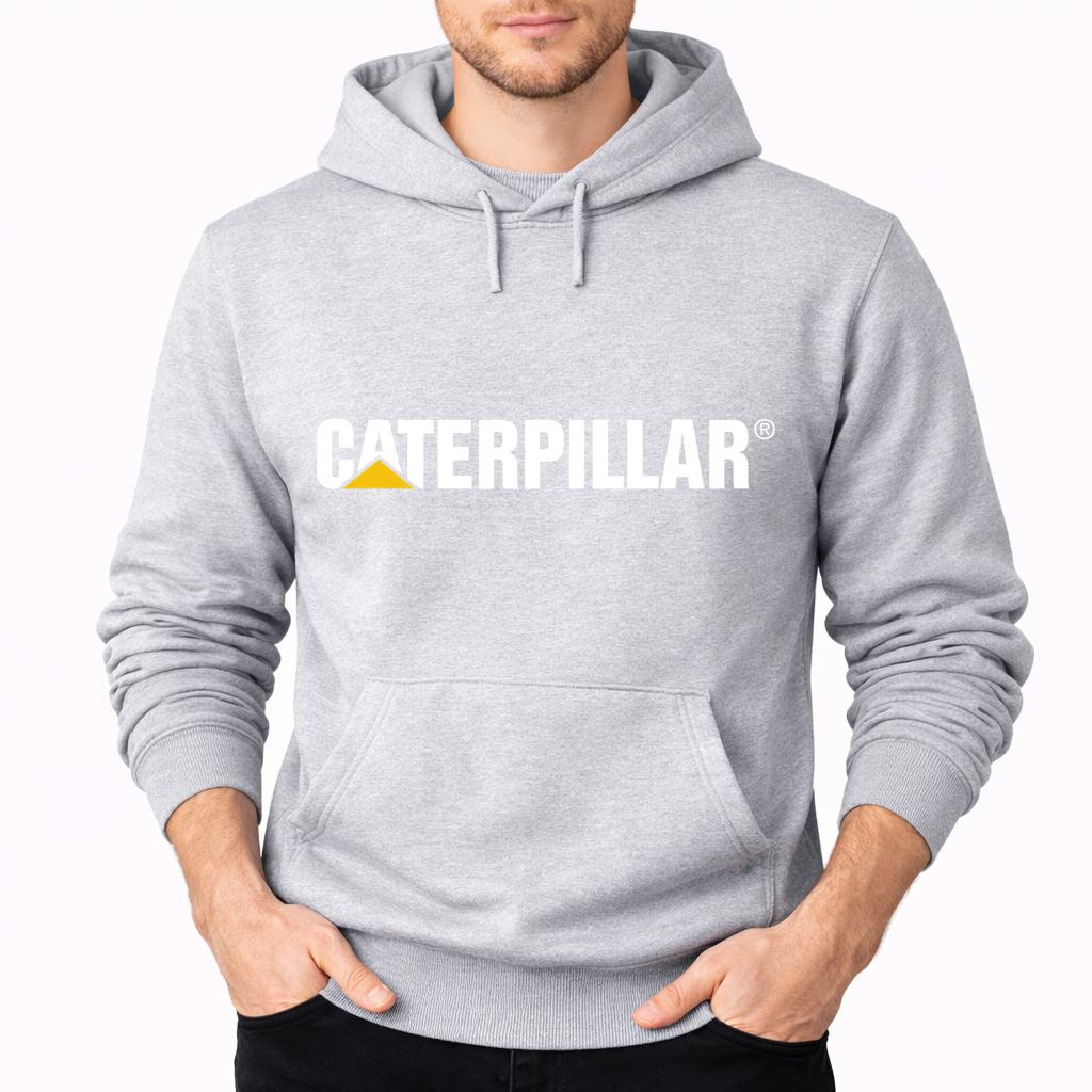 Men's Caterpillar White Pullover Hoodie - Gray