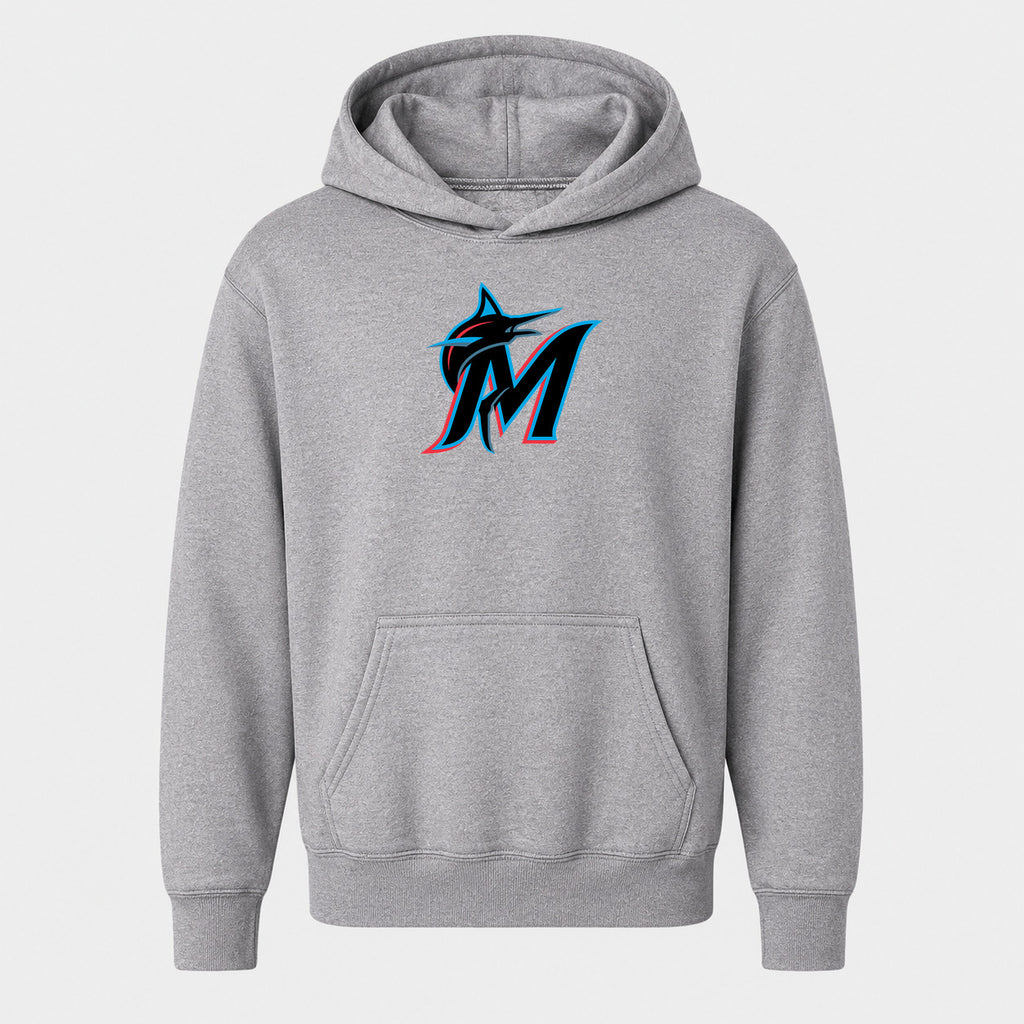 Youth Miami Marlins Pullover Hoodie - Gray
