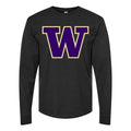Men's Washington Huskies Logo Long sleeves Cotton Blend T-Shirt - Black