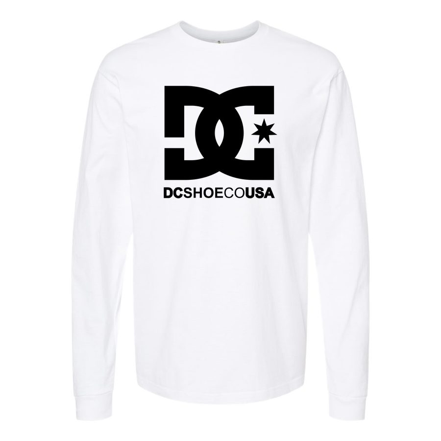 Men's DC-Logo-1536x864 Long sleeves Cotton Blend T-Shirt - White