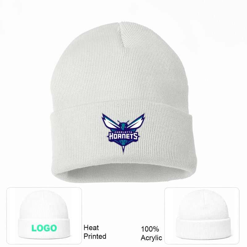 Charlotte Hornets White Beanie Hat