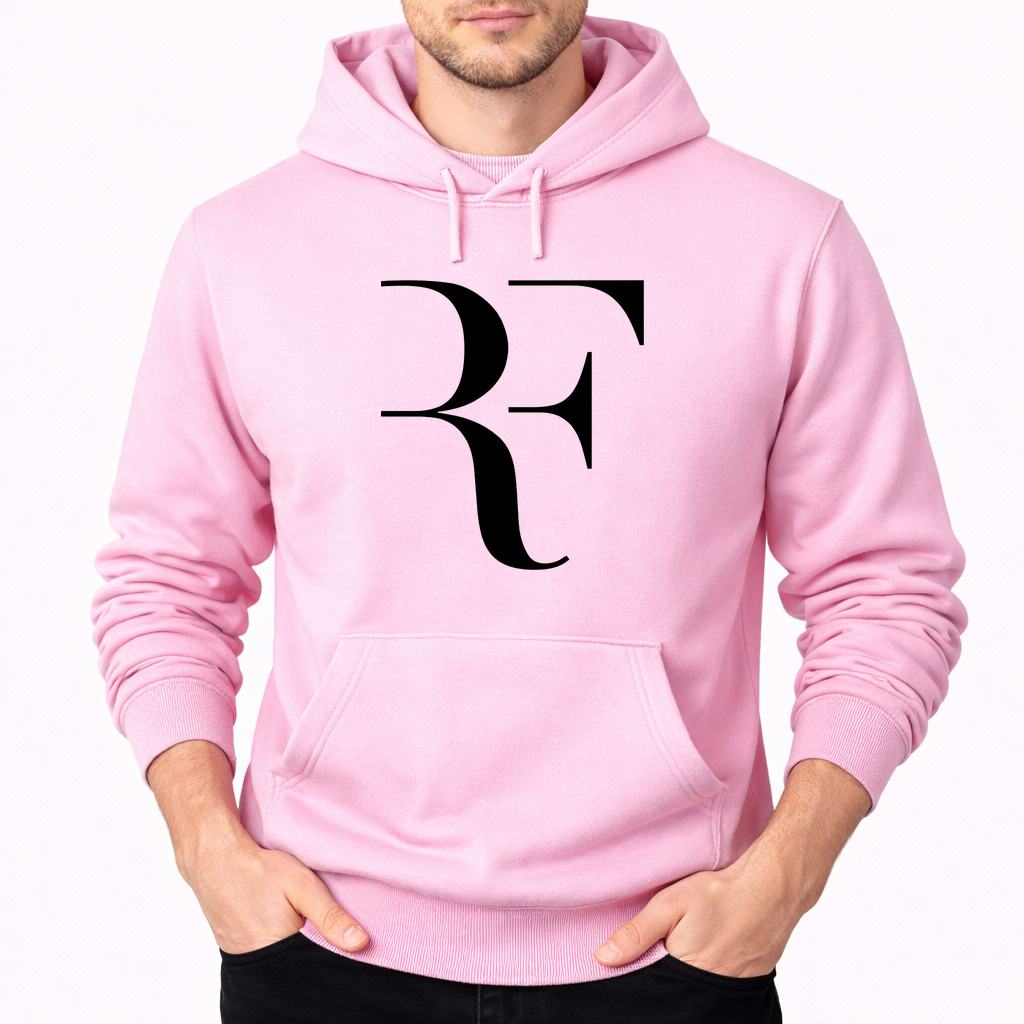 Men's Roger-Federer--black Pullover Hoodie - Pink