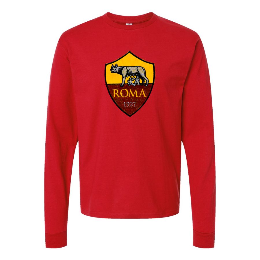 Men's AS Roma FC Long sleeves Cotton Blend T-Shirt - Red