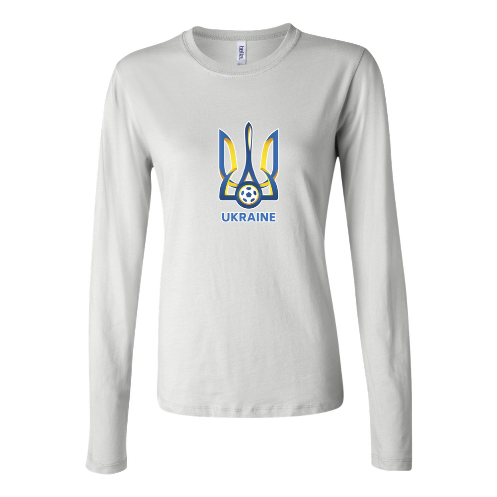 Women's Ukraine National Football Soccer Team Long Sleeve T-Shirt - White