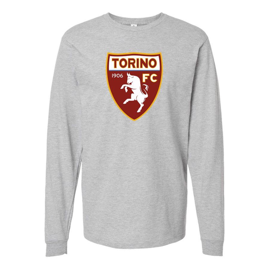 Men's Torino Soccer Logo Long sleeves Cotton Blend T-Shirt - Gray