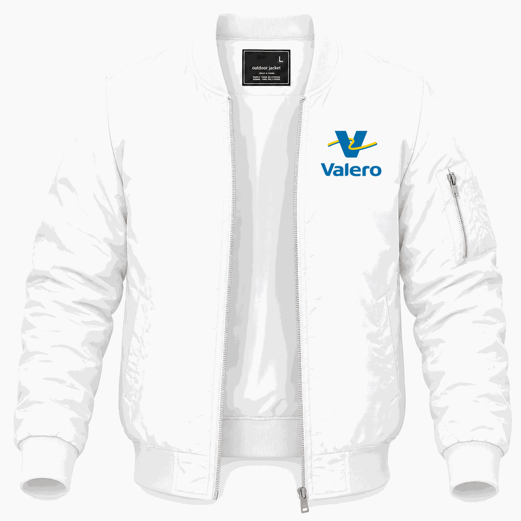 Men's Valero Gas Station Lightweight Bomber Jacket - White