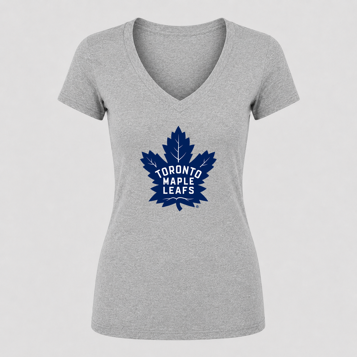 Women's Toronto Maple Leafs V Neck T-Shirt in gray