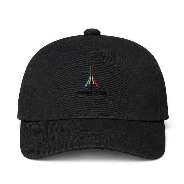 Olympics Paris 2024 Black Logo Black Dad Baseball Cap Hat