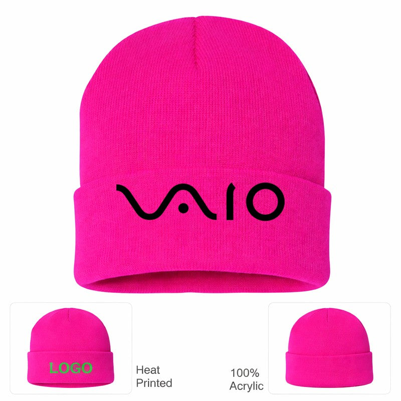 Sony VAIO White Beanie Hat - Hot Pink