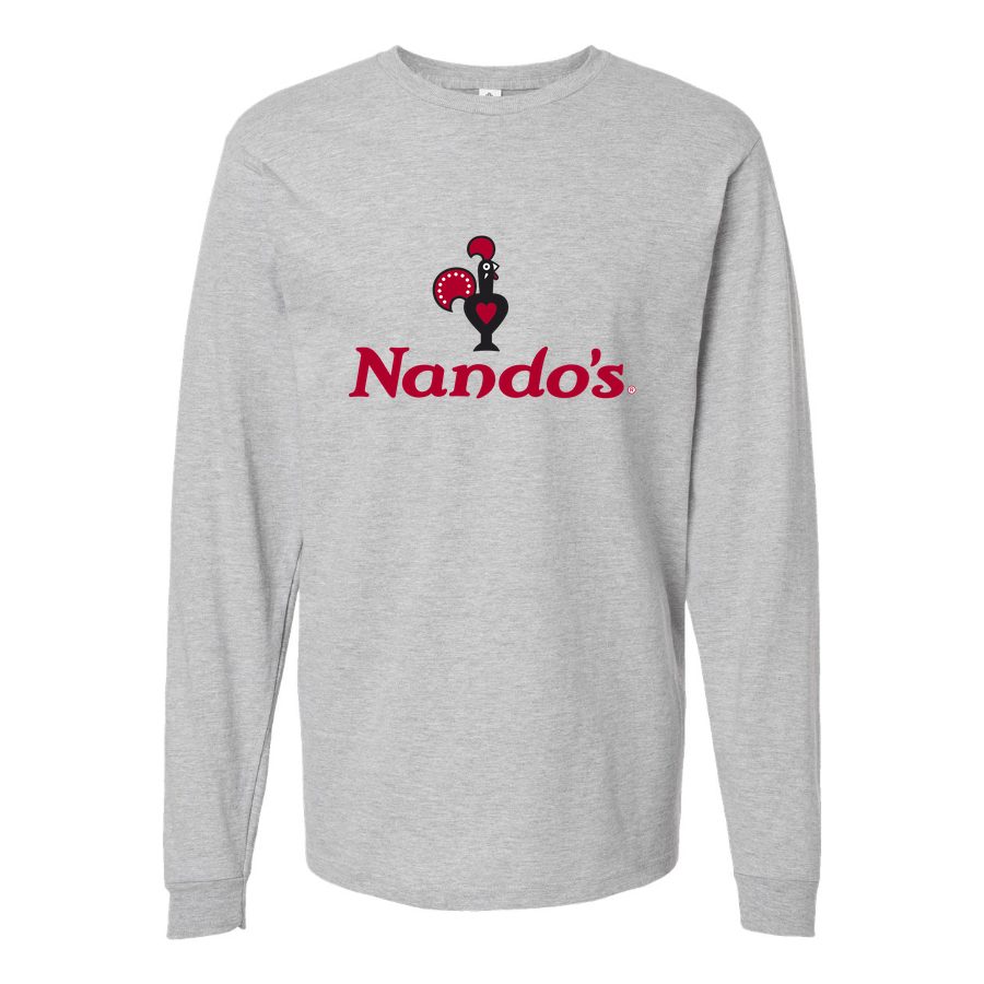 Men's Logo-Nandos-2-1536x864 Long sleeves Cotton Blend T-Shirt - Gray
