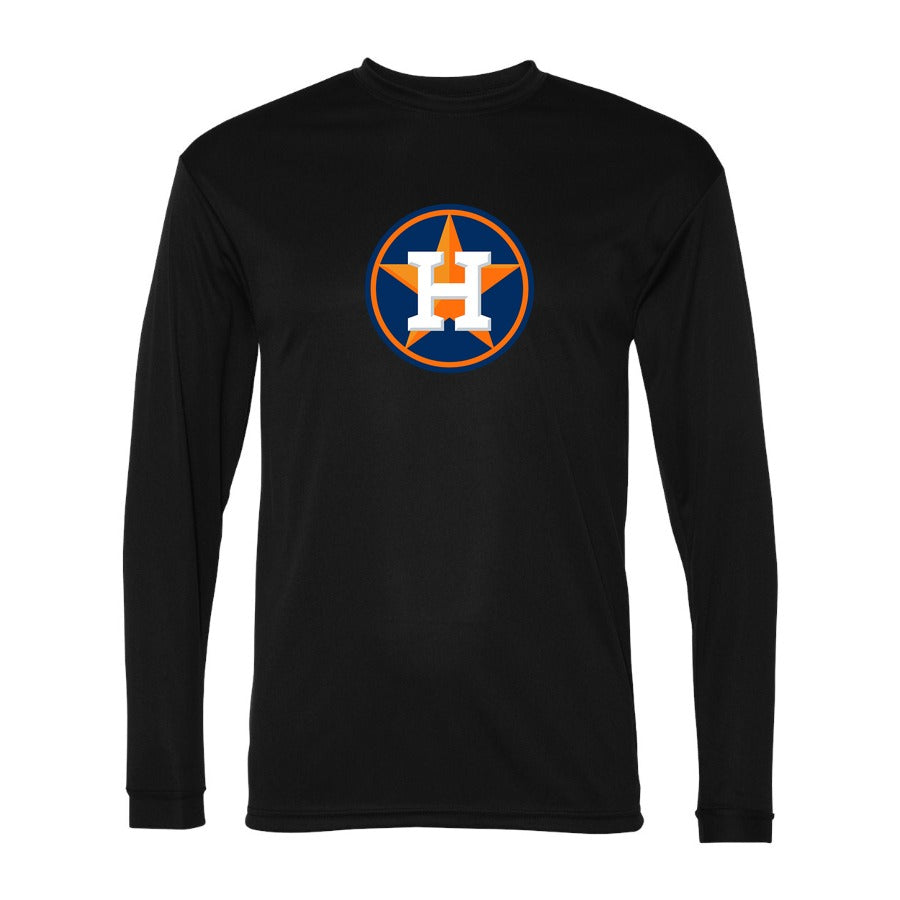Men's Houston Astros Polyester Long Sleeve T-Shirt - Black