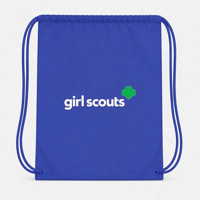 Girl Scouts White Drawstring Bag - Blue