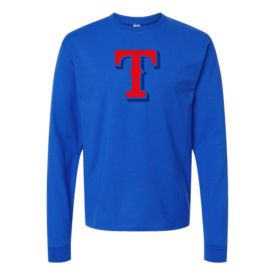 Men's Texas Rangers Long sleeves Cotton Blend T-Shirt - Blue