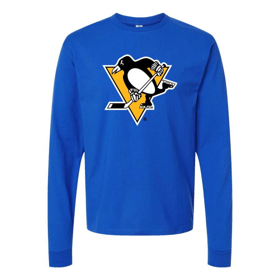 Men's Pittsburgh Penguins Long sleeves Cotton Blend T-Shirt - Blue