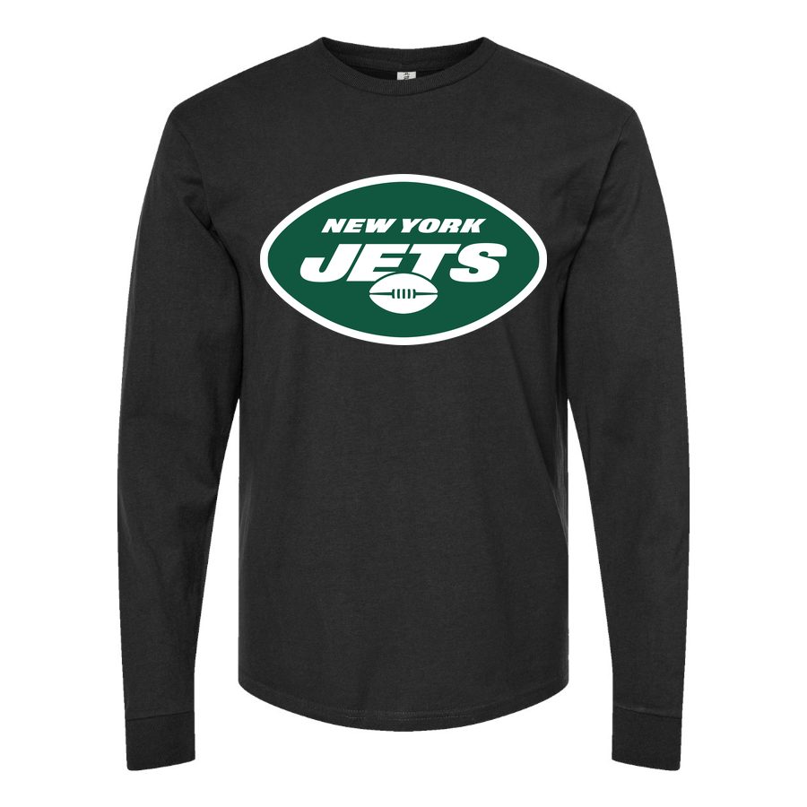 Men's New York Jets Long sleeves Cotton Blend T-Shirt - Black