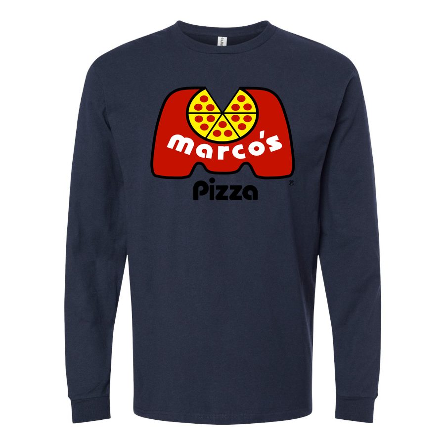 Men's Logo-Marcos-Pizza-1536x864 Long sleeves Cotton Blend T-Shirt - Navy