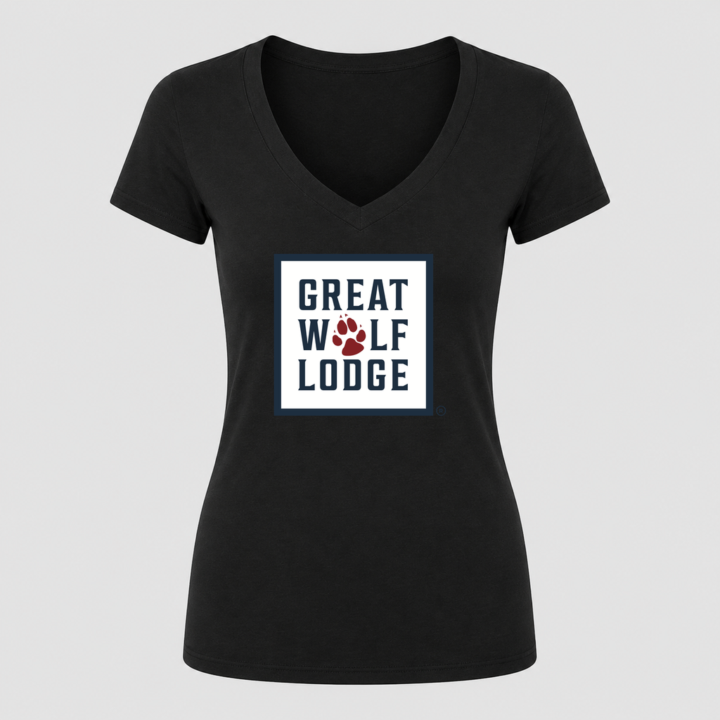 Women's Great Wolf Lodge V Neck T-Shirt in black
