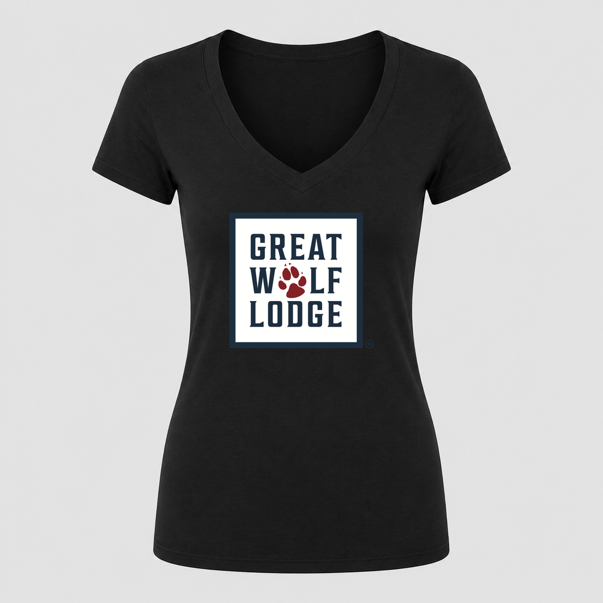 Women's Great Wolf Lodge V Neck T-Shirt in black