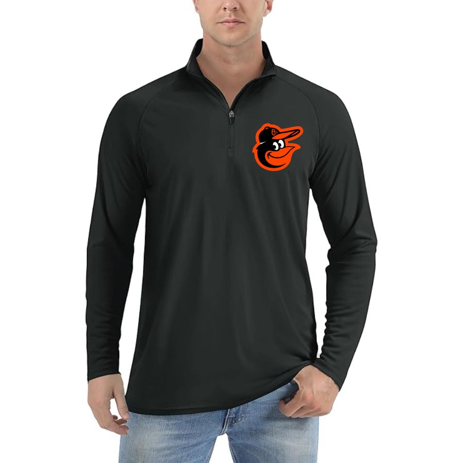 Baltimore Orioles quarter-zip athletic shirt in Black