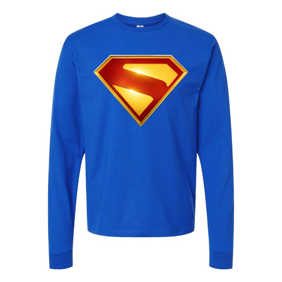 Men's Superman 2025 Long sleeves Cotton Blend T-Shirt - Blue