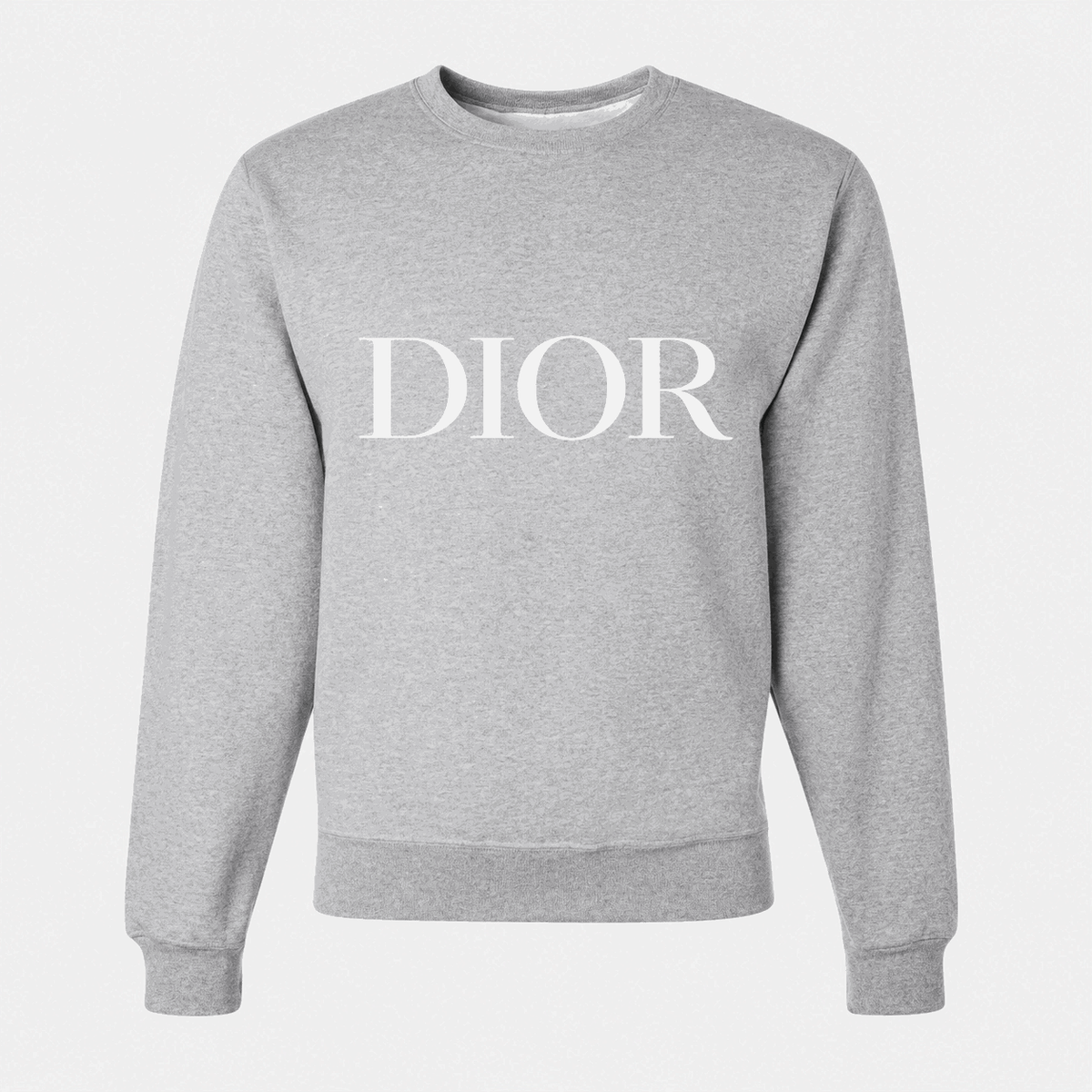 Men's Dior White Logo Design 2 Crewneck Sweatshirt - Gray