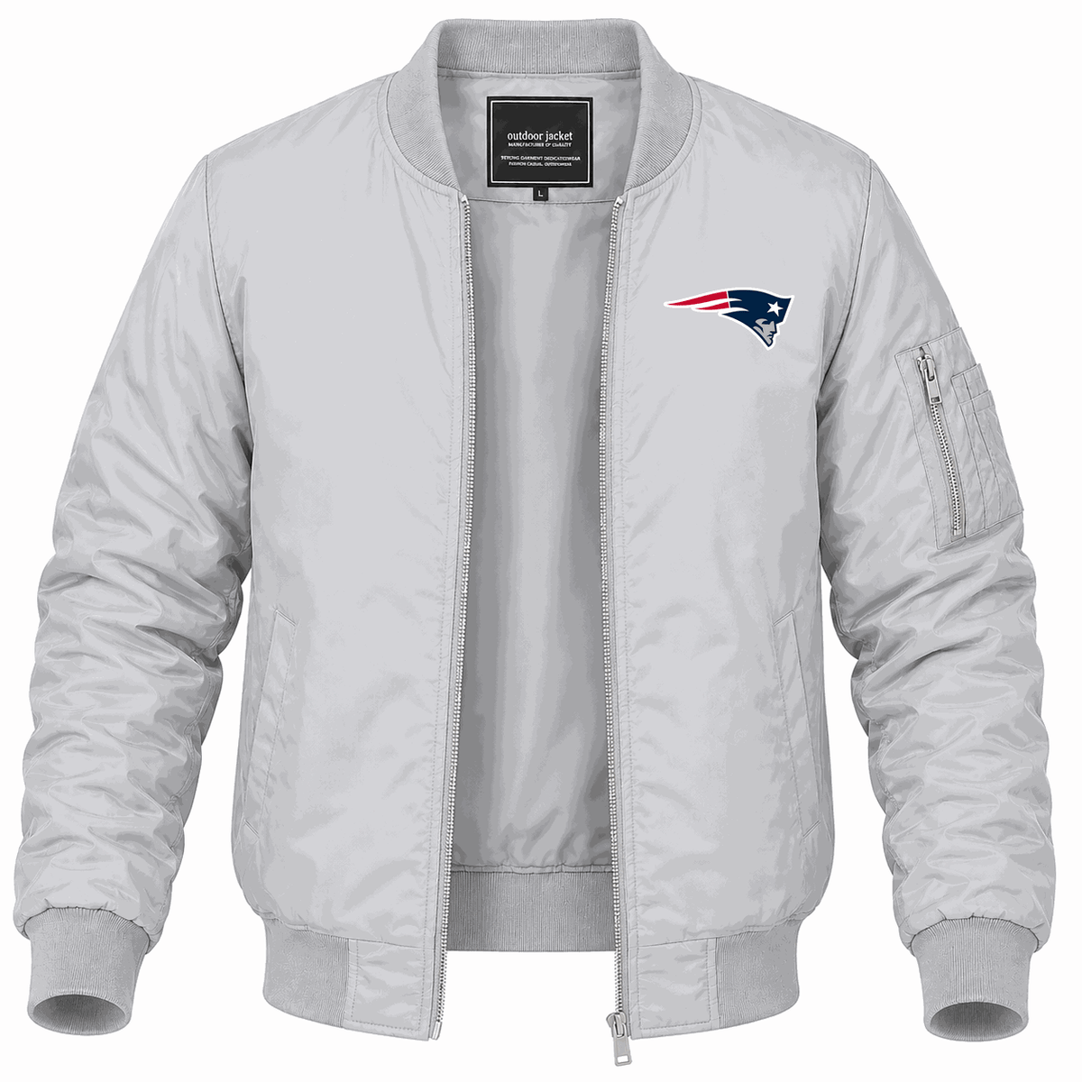Men's New England Patriots Lightweight Bomber Jacket - Gray