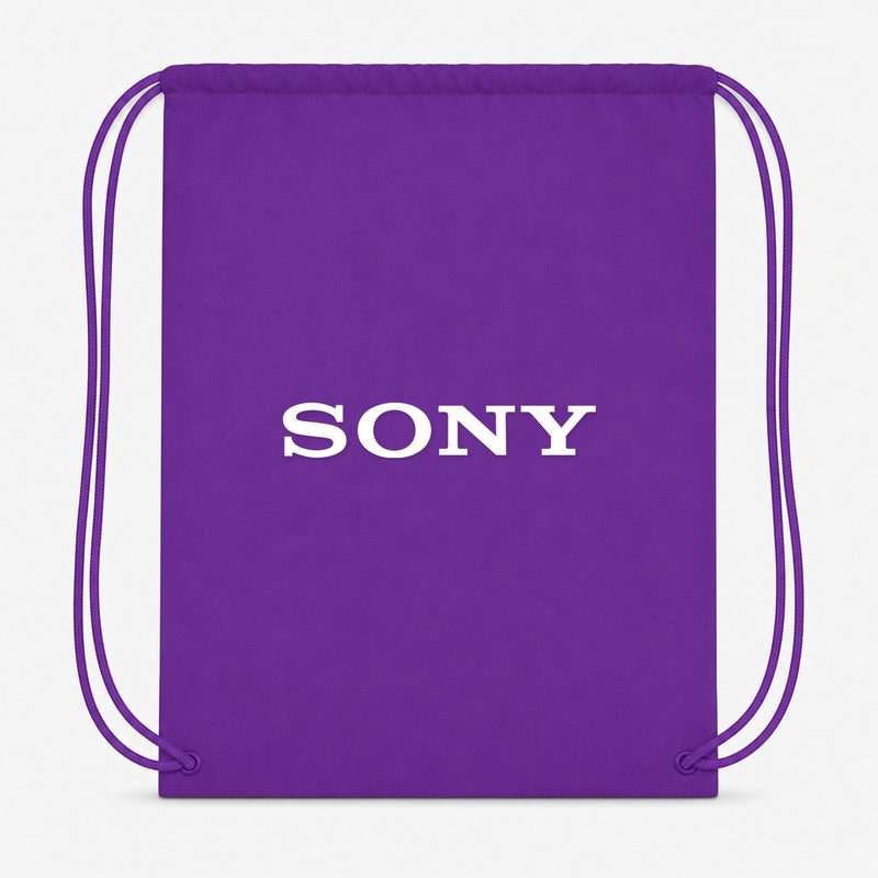 Sony White Drawstring Bag - Purple