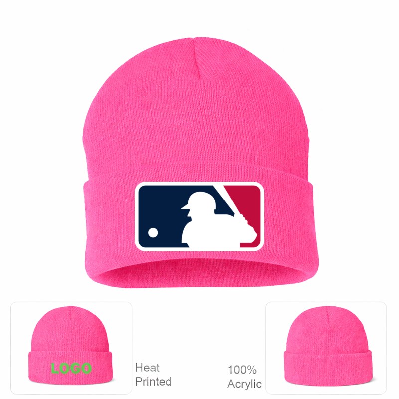 Major League Baseball Logo Pink Beanie Hat