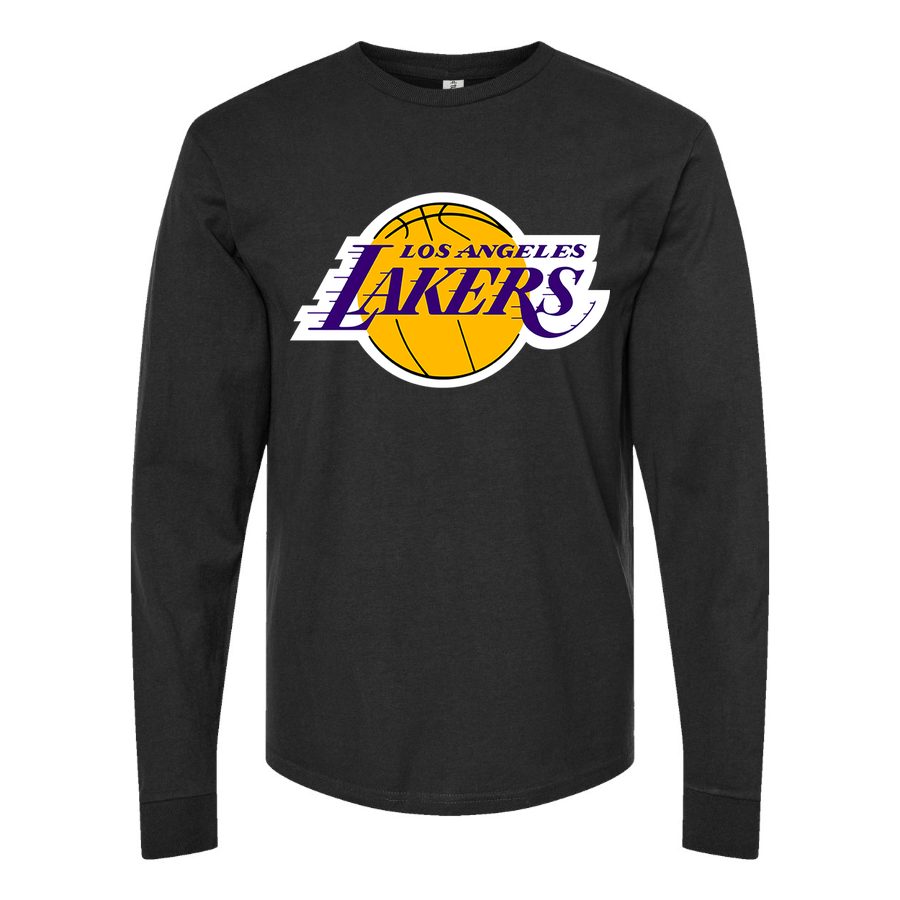 Men's Los Angeles Lakers Long sleeves Cotton Blend T-Shirt - Black