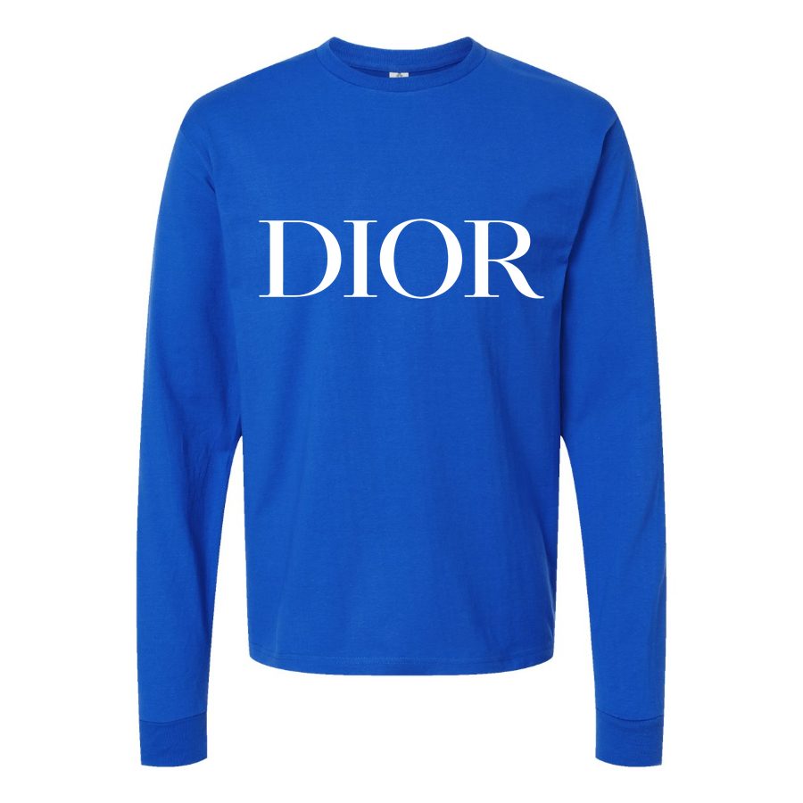 Men's Dior White Long sleeves Cotton Blend T-Shirt - Blue