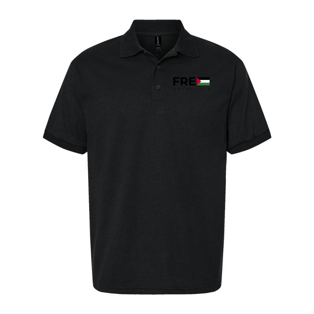 Men's Free Palestine Black Logo Dry Blend Polo - Black