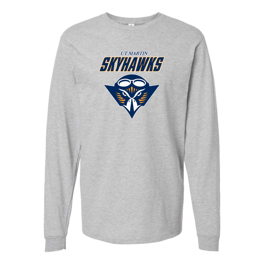 Men's Tennessee Martin Skyhawks Logo2 Long sleeves Cotton Blend T-Shirt - Gray