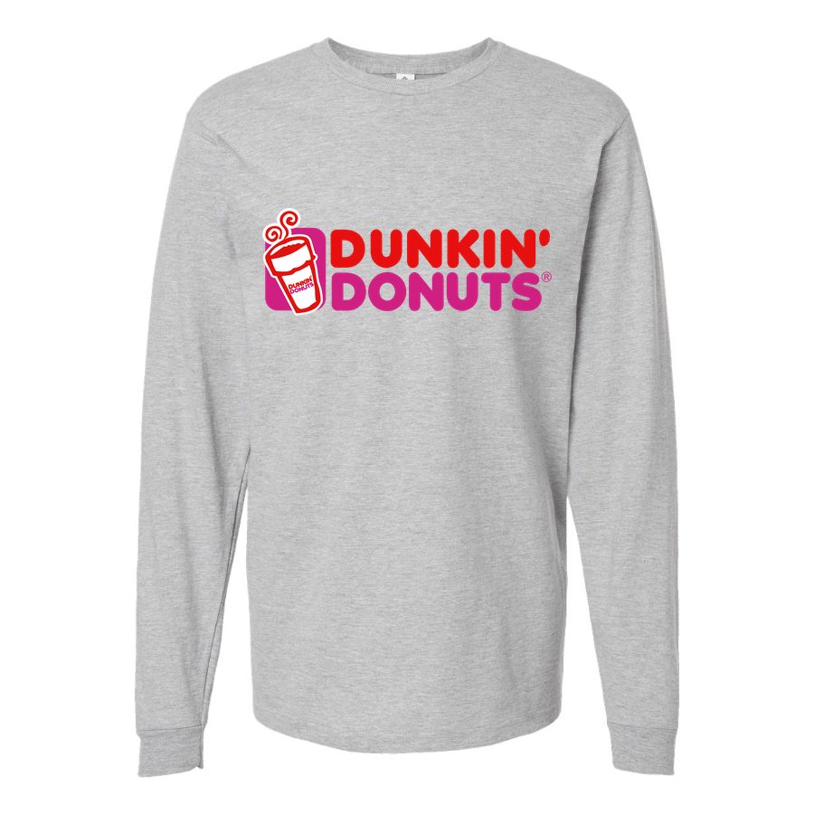 Men's Dunkin Donuts Long sleeves Cotton Blend T-Shirt - Gray