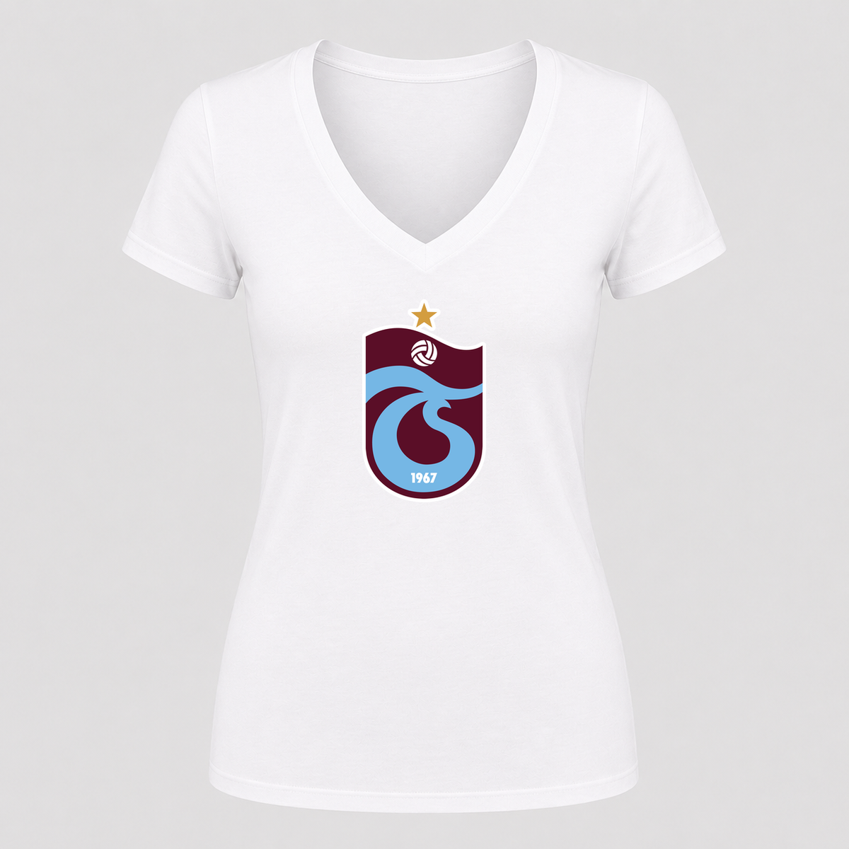 Women's Trabzonspor Soccer V Neck T-Shirt in white