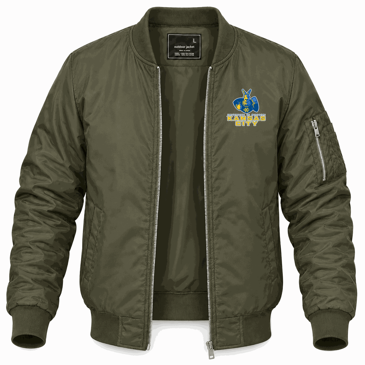 Men's UMKC Kangaroos Logo Lightweight Bomber Jacket - Army Green