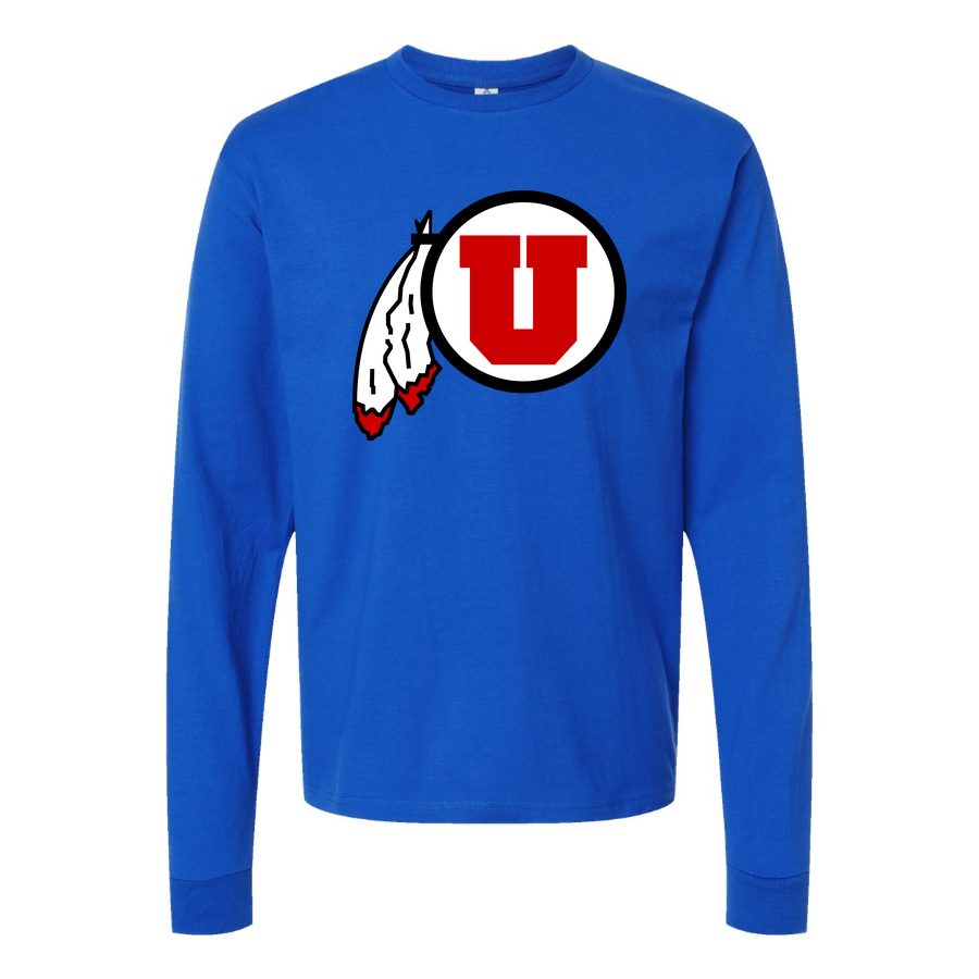Men's Utah Utes Logo Long sleeves Cotton Blend T-Shirt - Blue