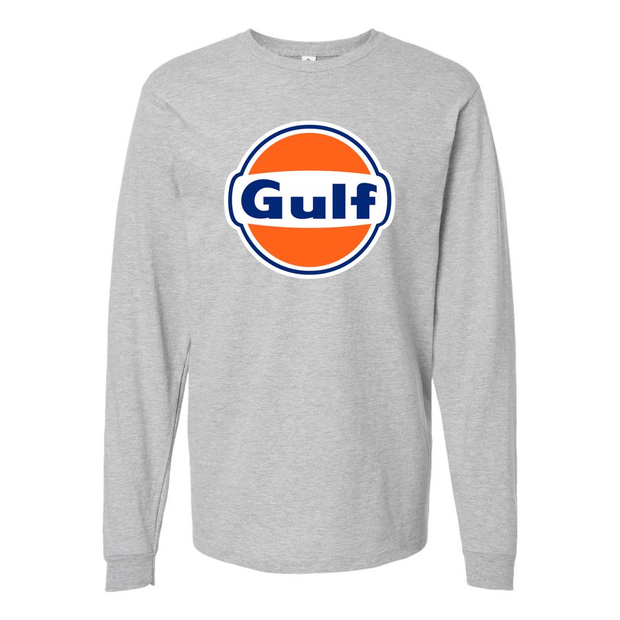 Men's Gulf-Oil-Logo-1536x864 Long sleeves Cotton Blend T-Shirt - Gray