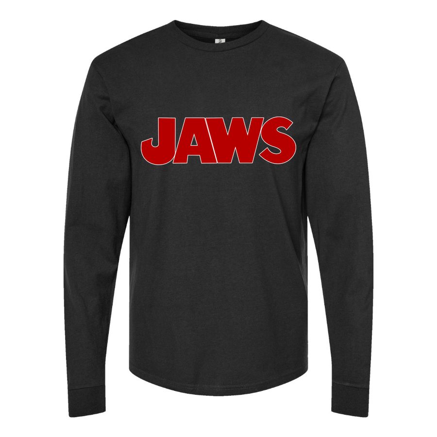 Men's Jaws logo PNG3 Long sleeves Cotton Blend T-Shirt - Black