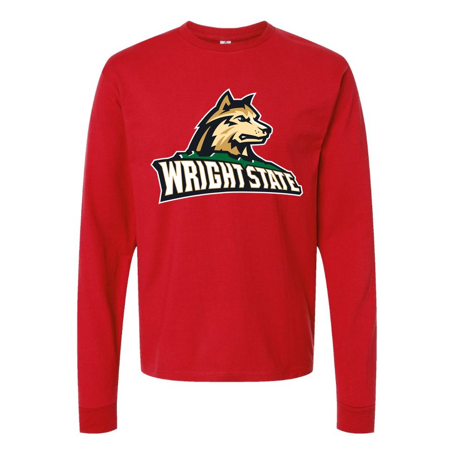Men's Wright State Raiders Logo Long sleeves Cotton Blend T-Shirt - Red