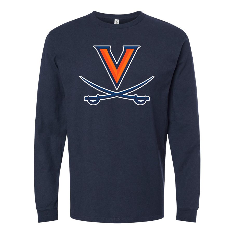 Men's Virginia Cavaliers Logo Long sleeves Cotton Blend T-Shirt - Navy