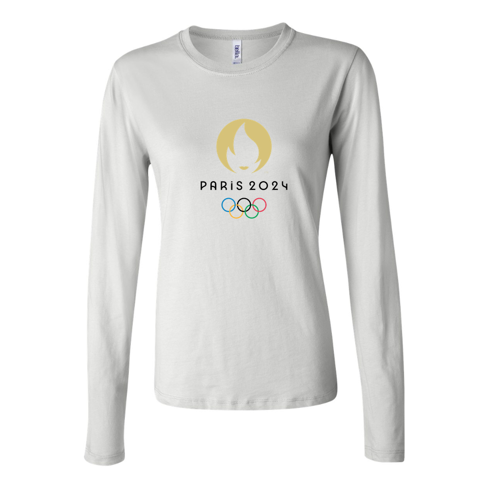 Women's Olympics 2024 Paris Black Long Sleeve T-Shirt - White