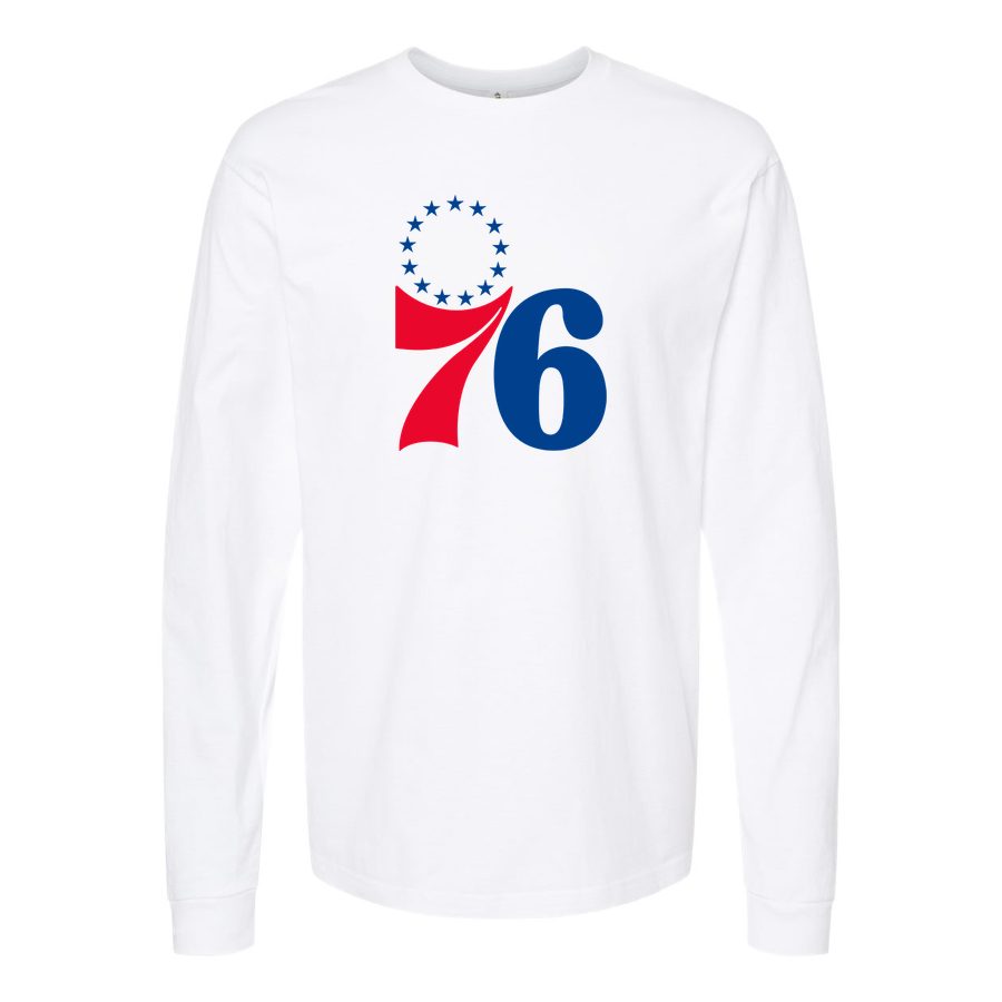 Men's Philadelphia 76ers Long sleeves Cotton Blend T-Shirt - White