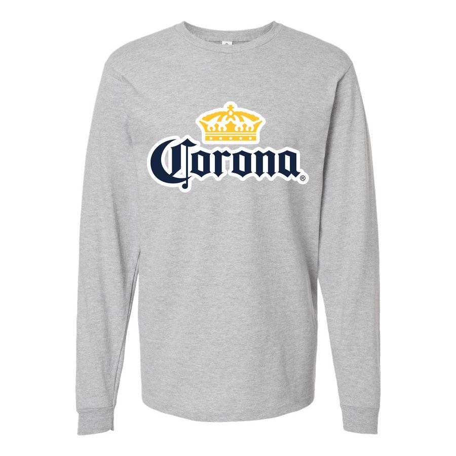 Men's Corona logo Long sleeves Cotton Blend T-Shirt - Gray