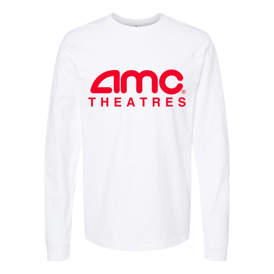 Men's Amc Theatres logo PNG1 Long sleeves Cotton Blend T-Shirt - White