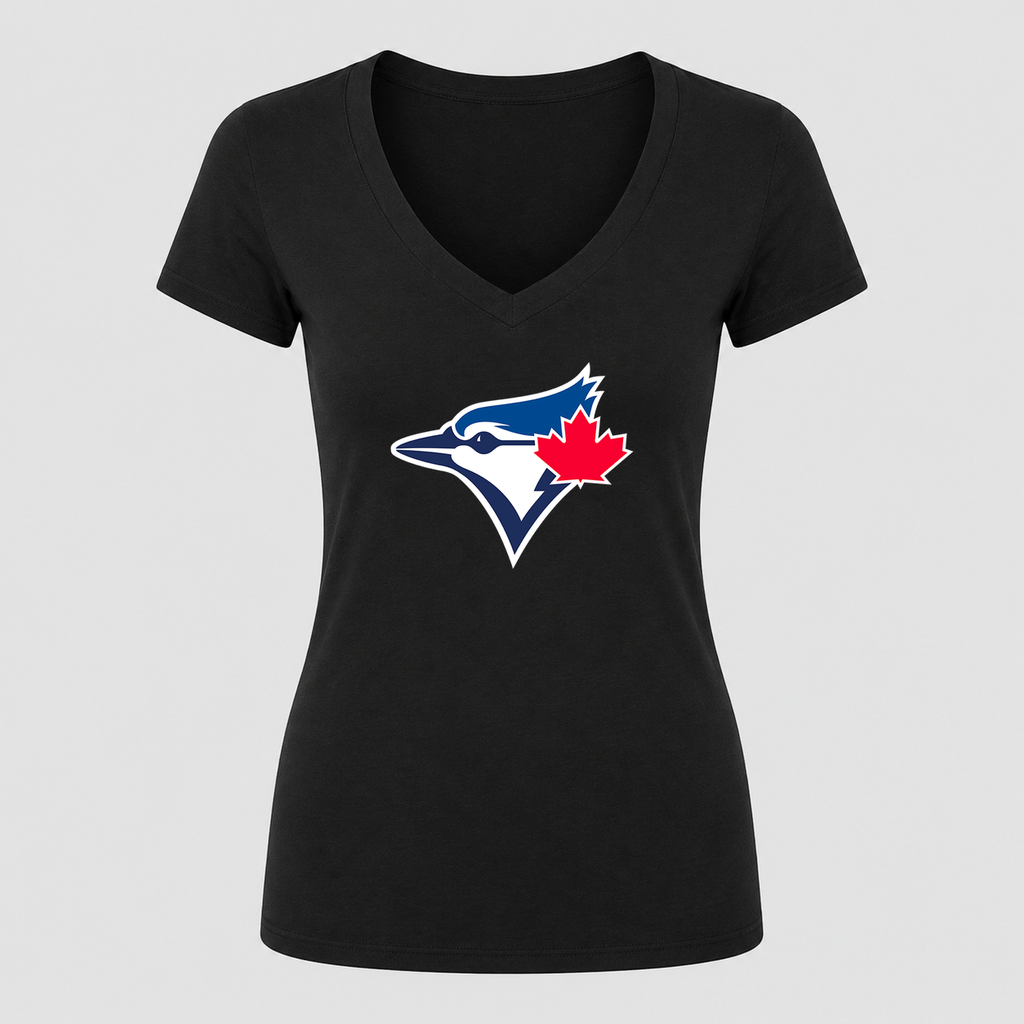 Women's Toronto Blue Jays V Neck T-Shirt in black