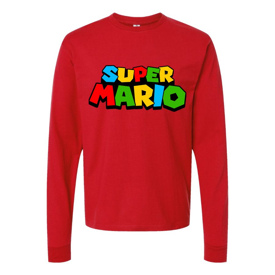 Men's Super Mario Long sleeves Cotton Blend T-Shirt - Red