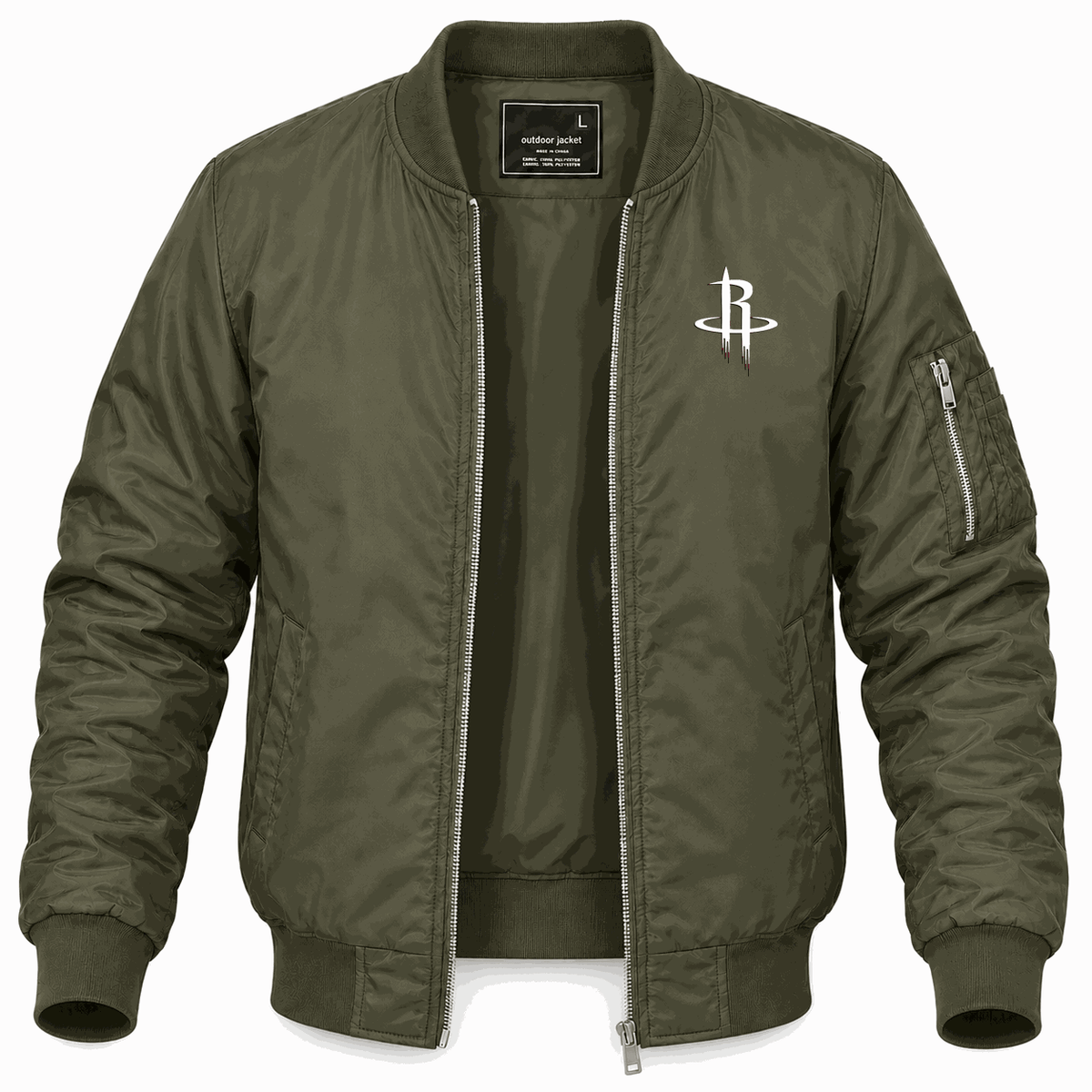 Men's Houston Rockets Army Green Lightweight Bomber Jacket - Army Green