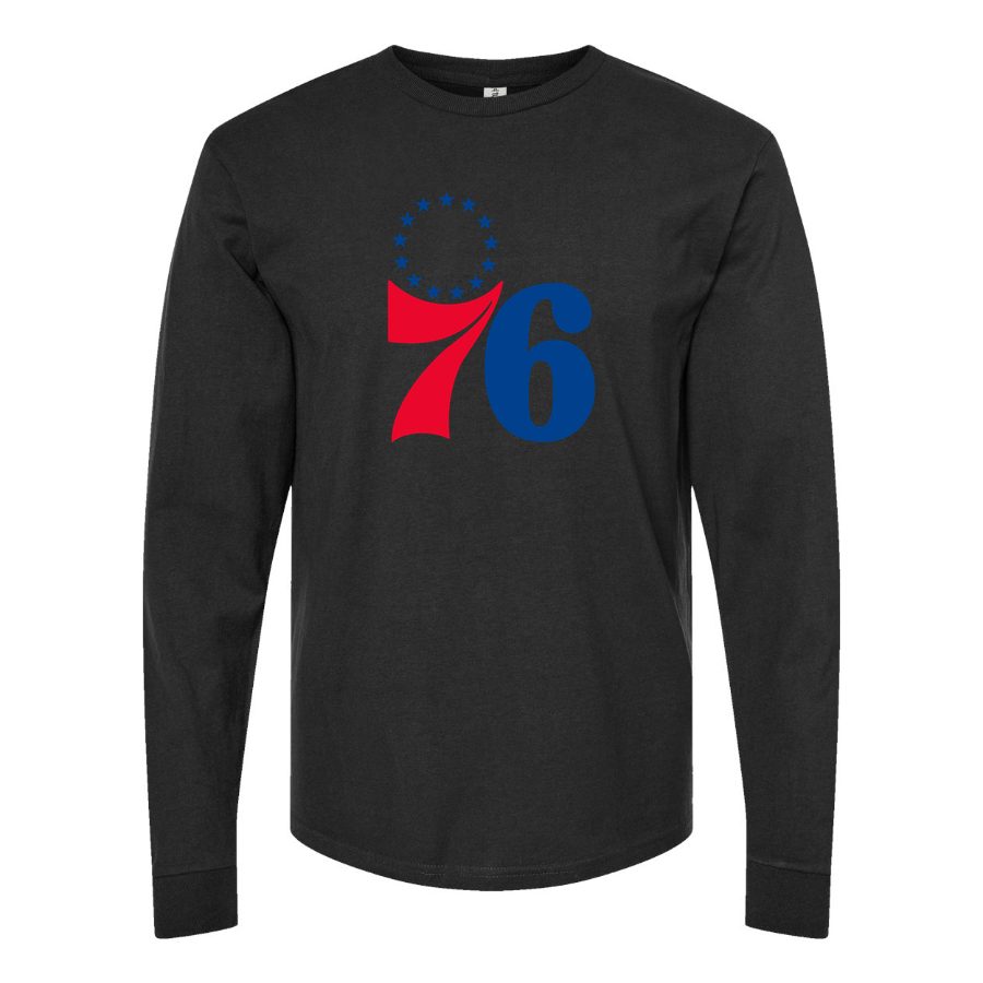 Men's Philadelphia 76ers Long sleeves Cotton Blend T-Shirt - Black